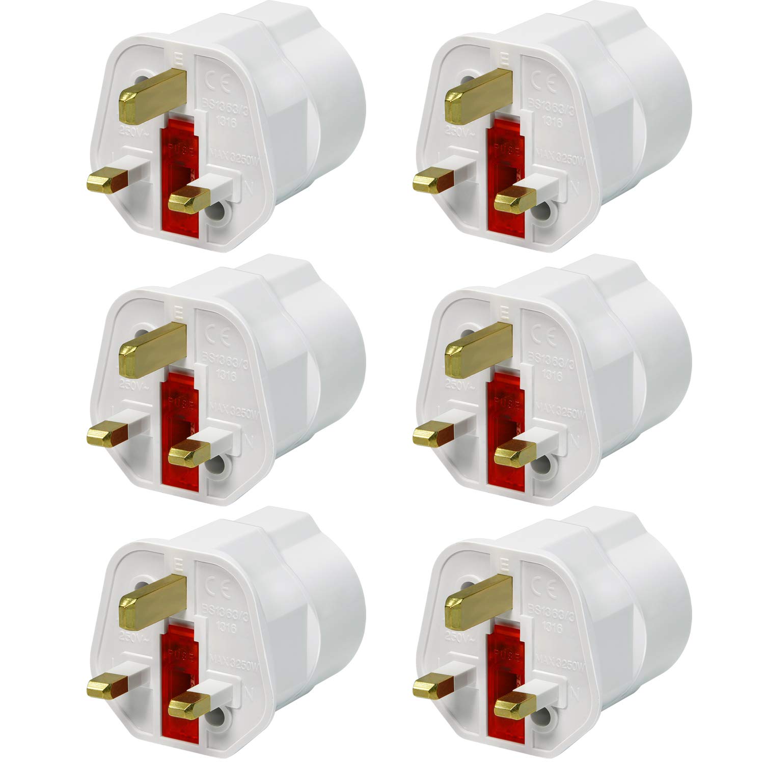 Buy VGUARD European to UK Adapter, 6 pack Plug Adaptor EU to UK Plug