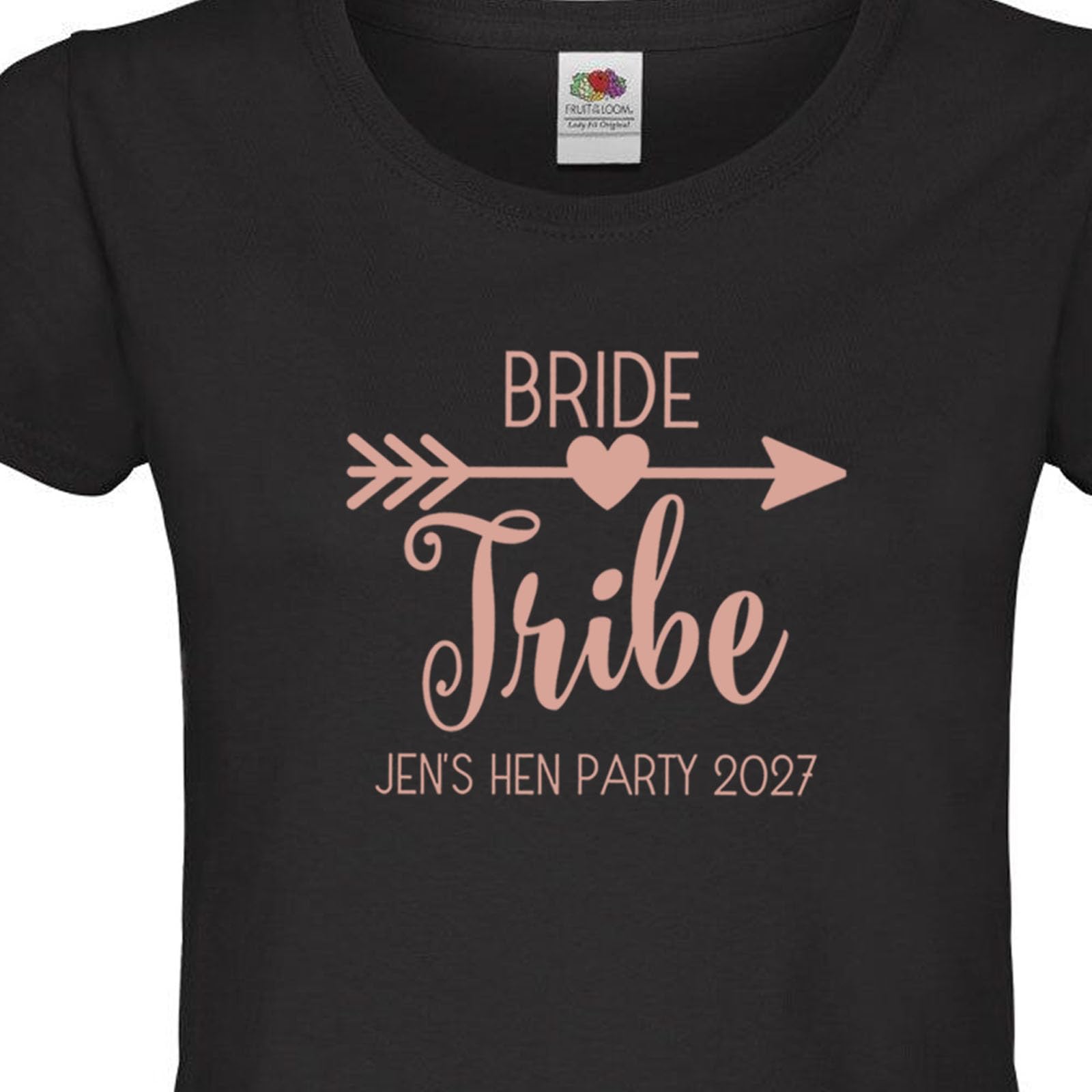 Personalised Hen T-Shirt Bride Tribe Rose Gold Ladies Top Slogan Womens Clothing Bridal Shower