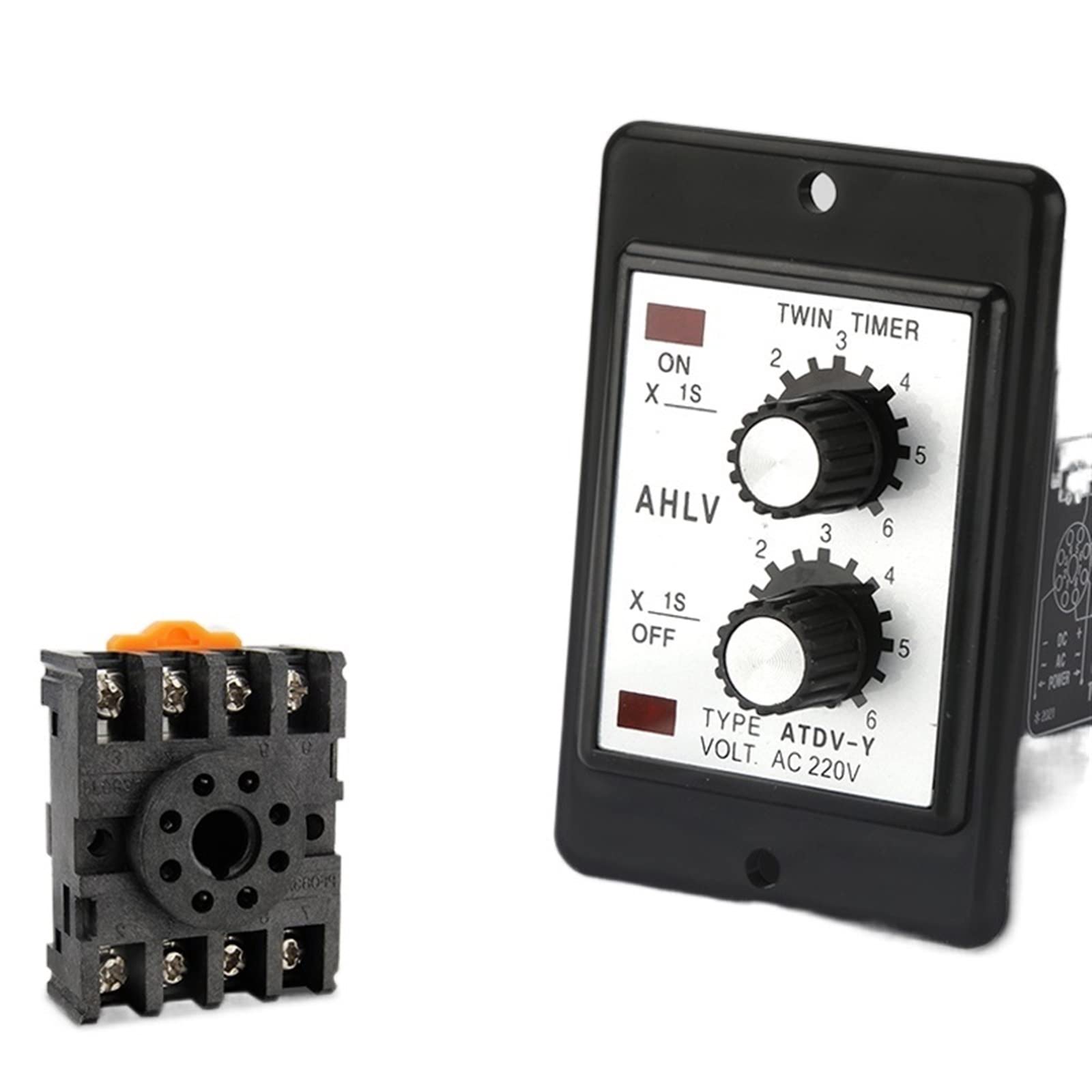 Relè doppio tempo regolabile Temporizzatore ciclo di ripetizione ATDV-Y ON Off 3S/6S/12S/30S/60S 220V Doppio timer con base presa Parti di ricambio (Size : 60S 220V)