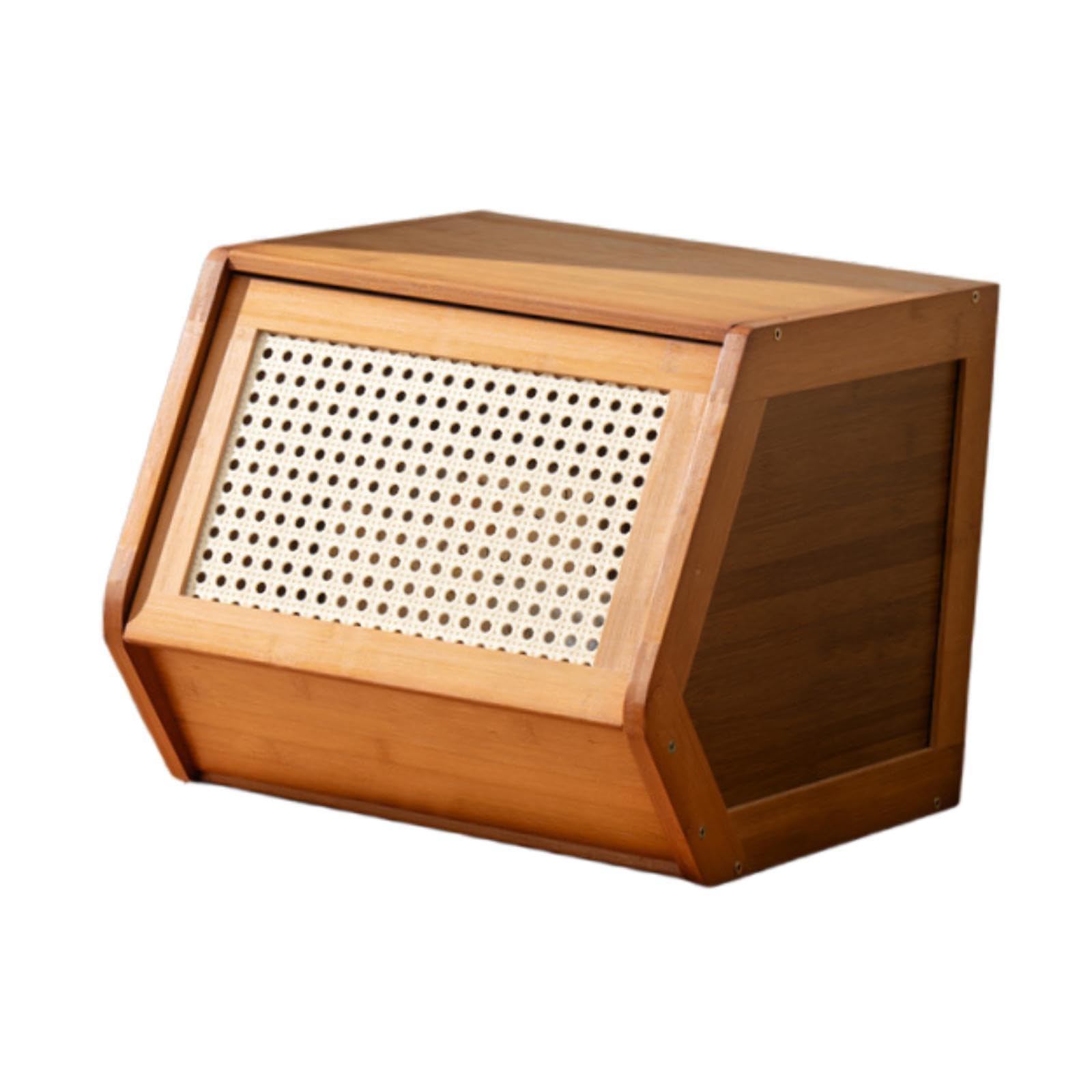 Organizador de Almacenamiento de Bambú, Portátil con Puerta, Práctico Organizador de Escritorio, Caja de Almacenamiento Multifuncional, Organizador El, Marrón 35cmx30cmx31cm, Individual