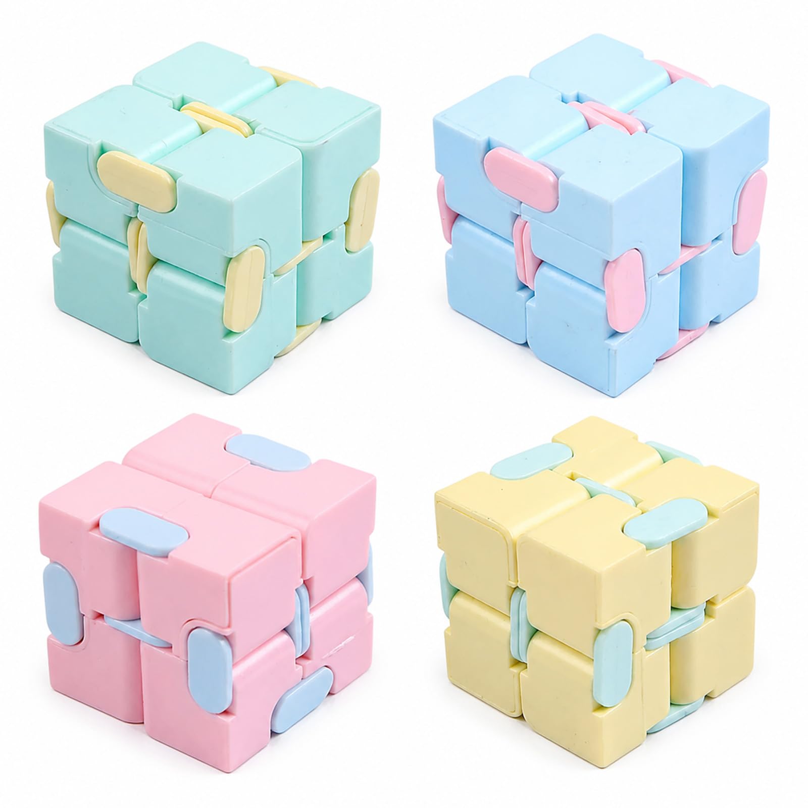 4 Infinity Cubes with Silent Fold Adult Fidget Cube for Office Stress