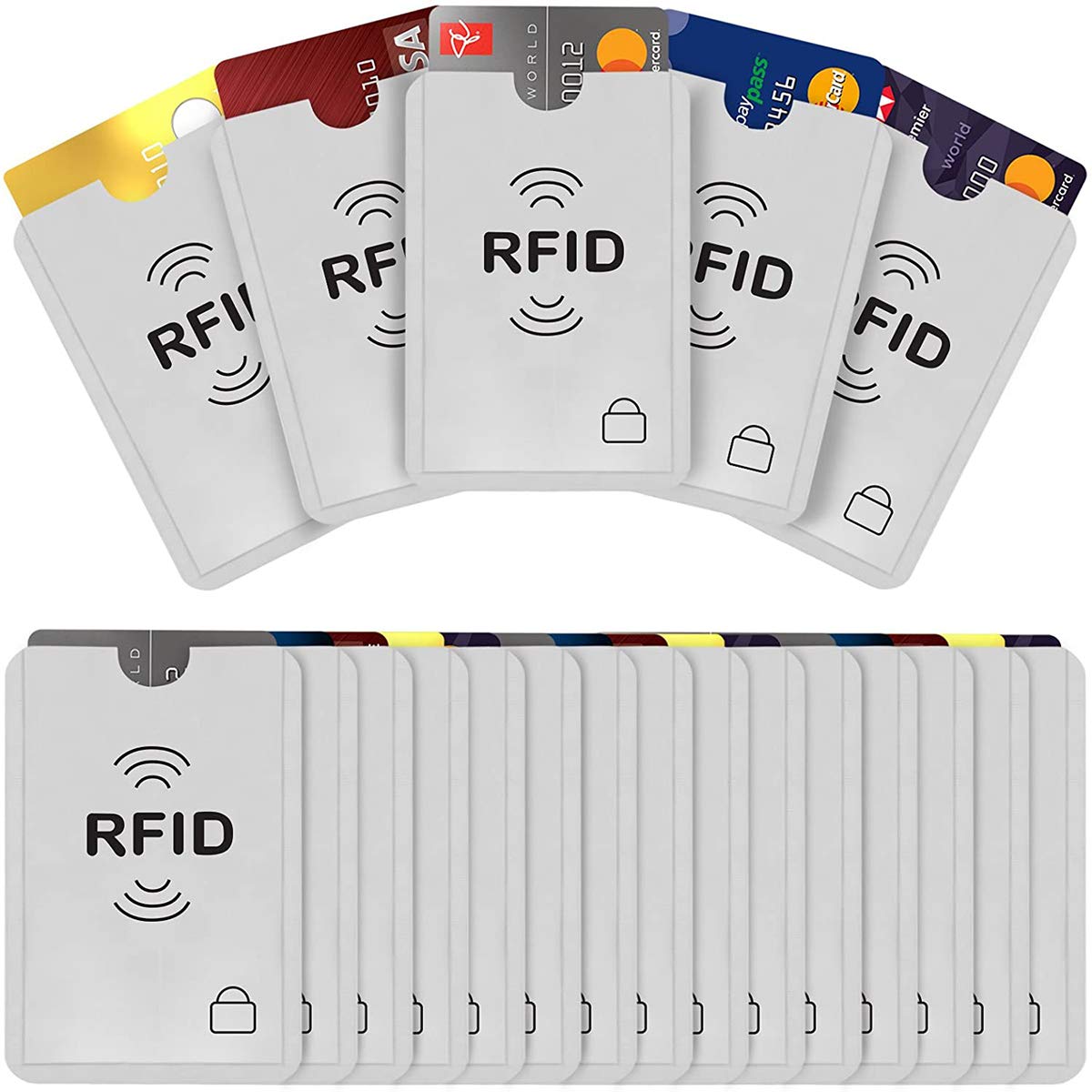 RFID Blocking Sleeves Contactless Cards - RFID Credit Card Protector Waterproof and Tear Proof - Debit Card Protector Sleeve for Privacy and Property Safety