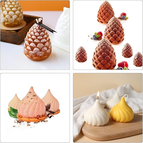 Miniatura 7 de Paquete de 6 moldes de vela de silicona, molde para hacer velas de cera en forma de cubo de burbujas 3D, cubo de diamante, cebolla rosa, piña, molde