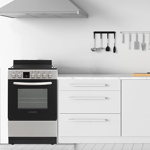 Miniatura 3 de Equator ECR 204 - Cocina eléctrica de 20 pulgadas en acero inoxidable, 4 quemadores de cerámica, horno de convección y función de freír de aire,