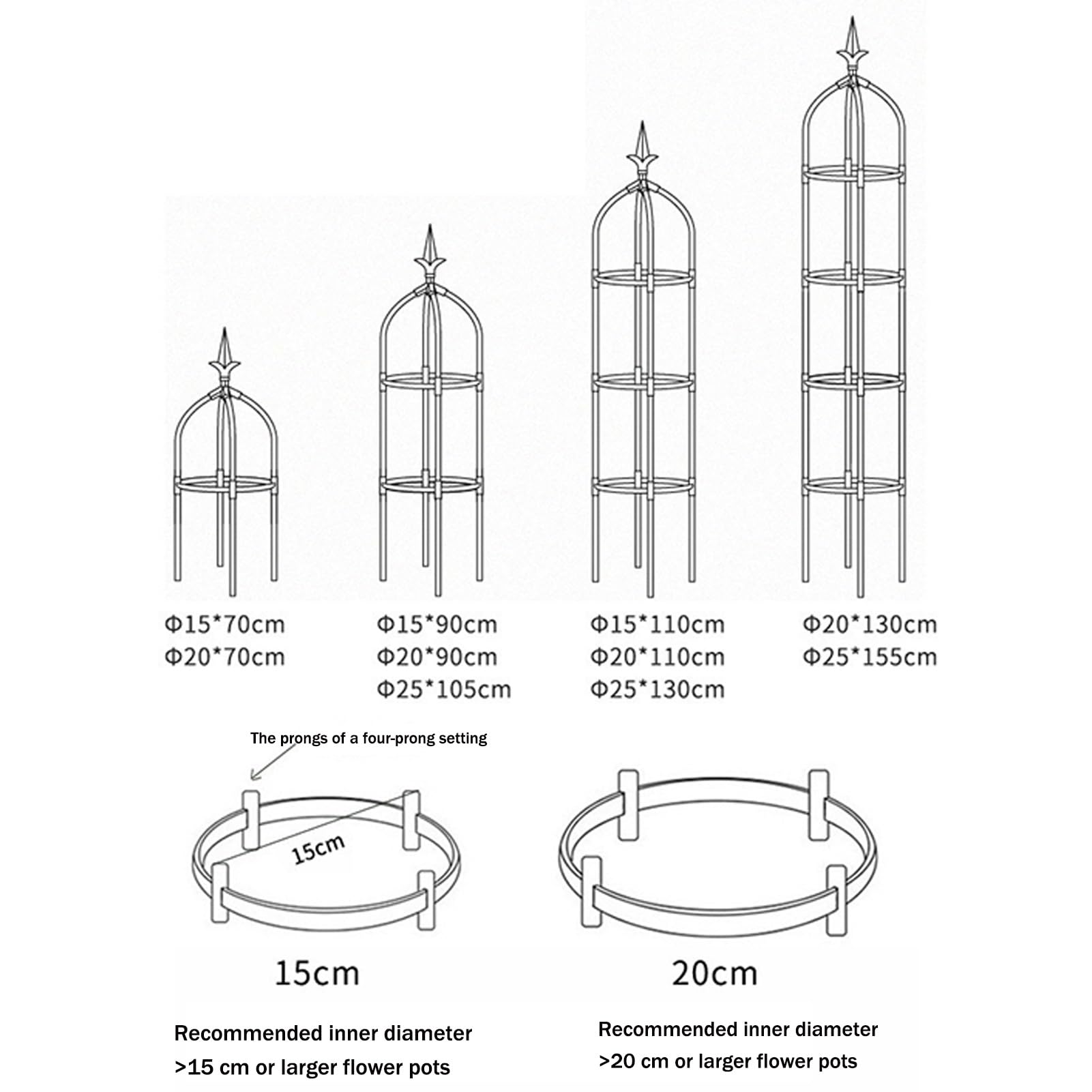 Obelischi Metallici da Giardino Supporto per Piante Rampicanti