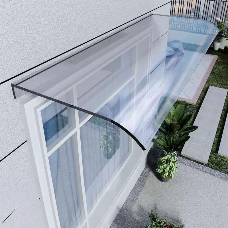 DARDVORLAG 100 x 33,6 x 5,5 cm – Vordach PET Transparentes Bogen-Vordach 3,5 mm dick, Enthält einen Verbindungsstreifen aus weichem Gummi – Türüberdachung wetterfest Transparentes aus PET