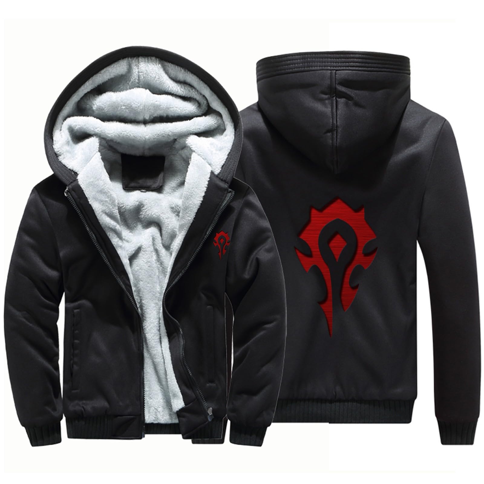 BYXLMS Men's Pullover For The Horde/Warcraft World Zip Up Hoodies Fleece Jackets Heavyweight Outerwear Fall Winter Sweatshirt Tops for Men-Black A||3XL
