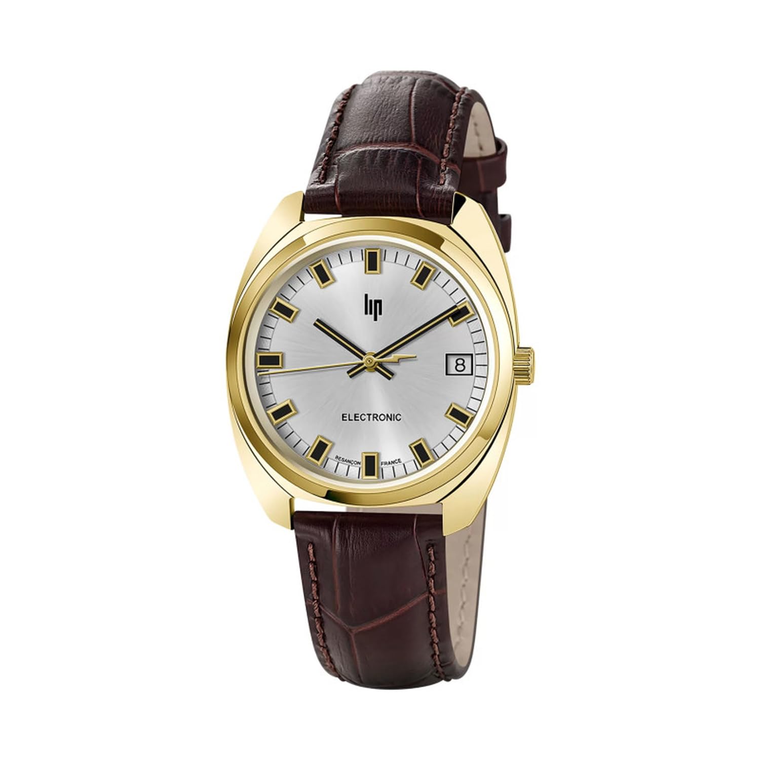 Lip Montre Homme Général De Gaulle Doré Cuir Marron 671022 100 Metres 3389556710227
