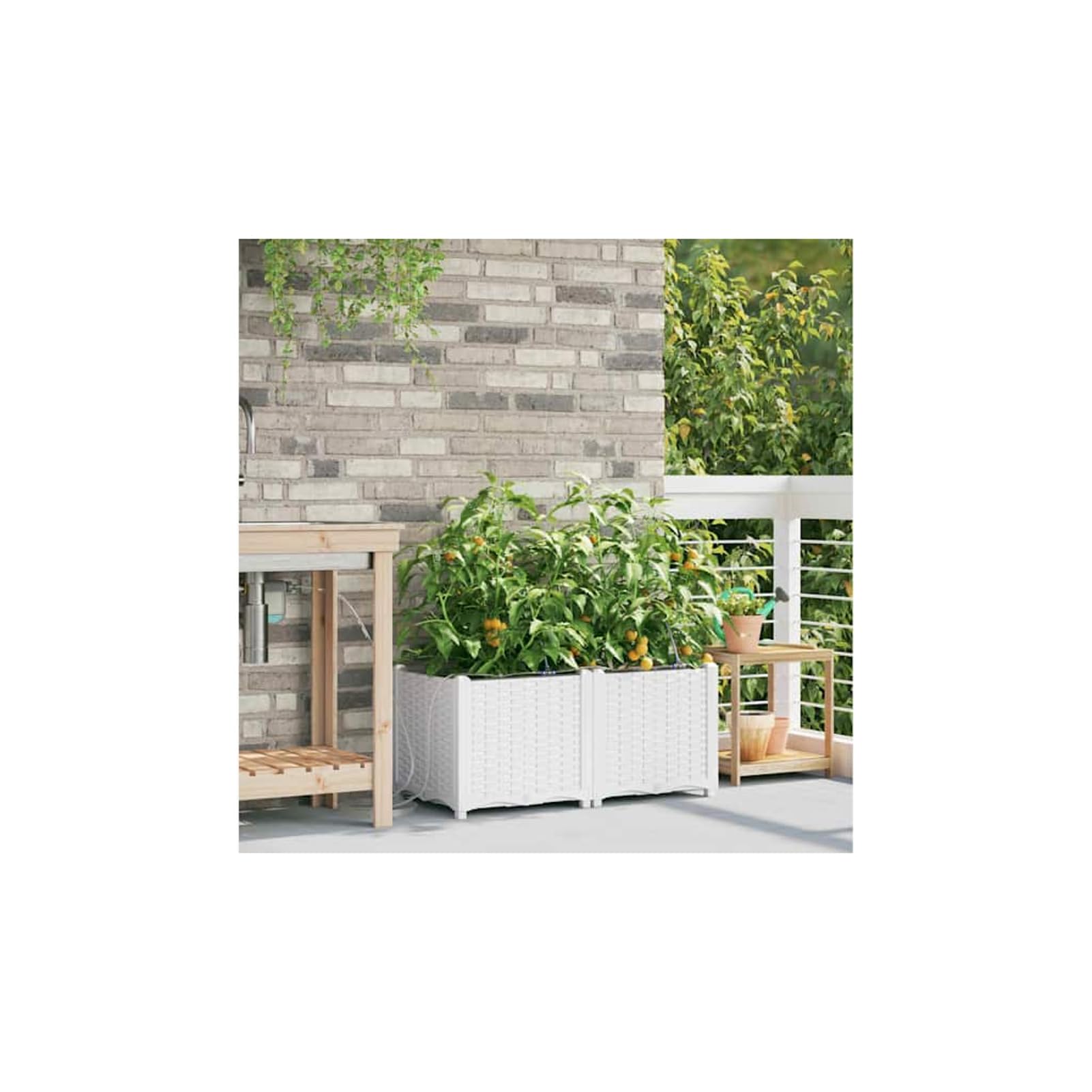Gecheer Vaso da Giardino con Sistema di Irrigazione Automatica, 80 x 40 x 37,5 cm, Plastica, per Esterno, Ideale per Fiori ed Erbe
