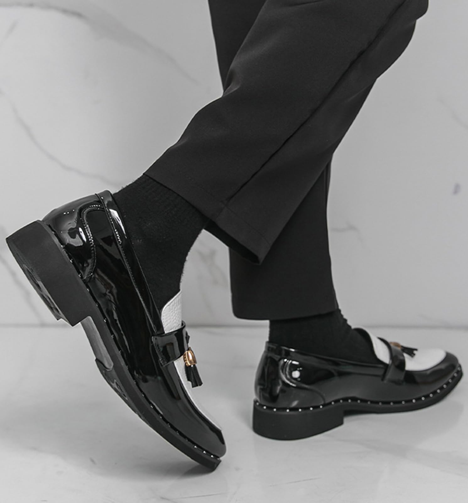 Mocassini Uomo in Vernice con Nappe Scarpe Eleganti