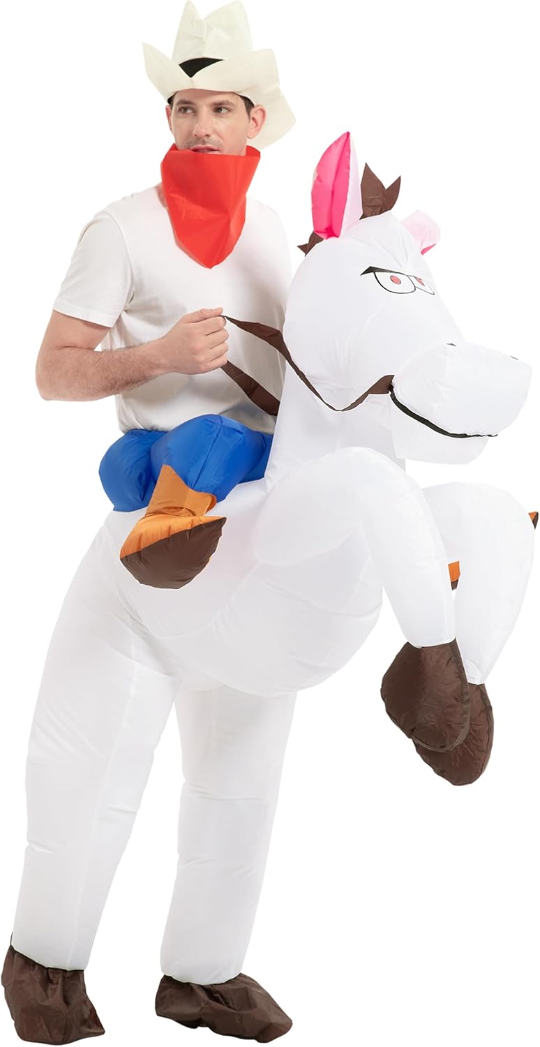 Inflatable Horse Costume Cowboy Rider Adult Size Halloween Party Outfit - Image 3