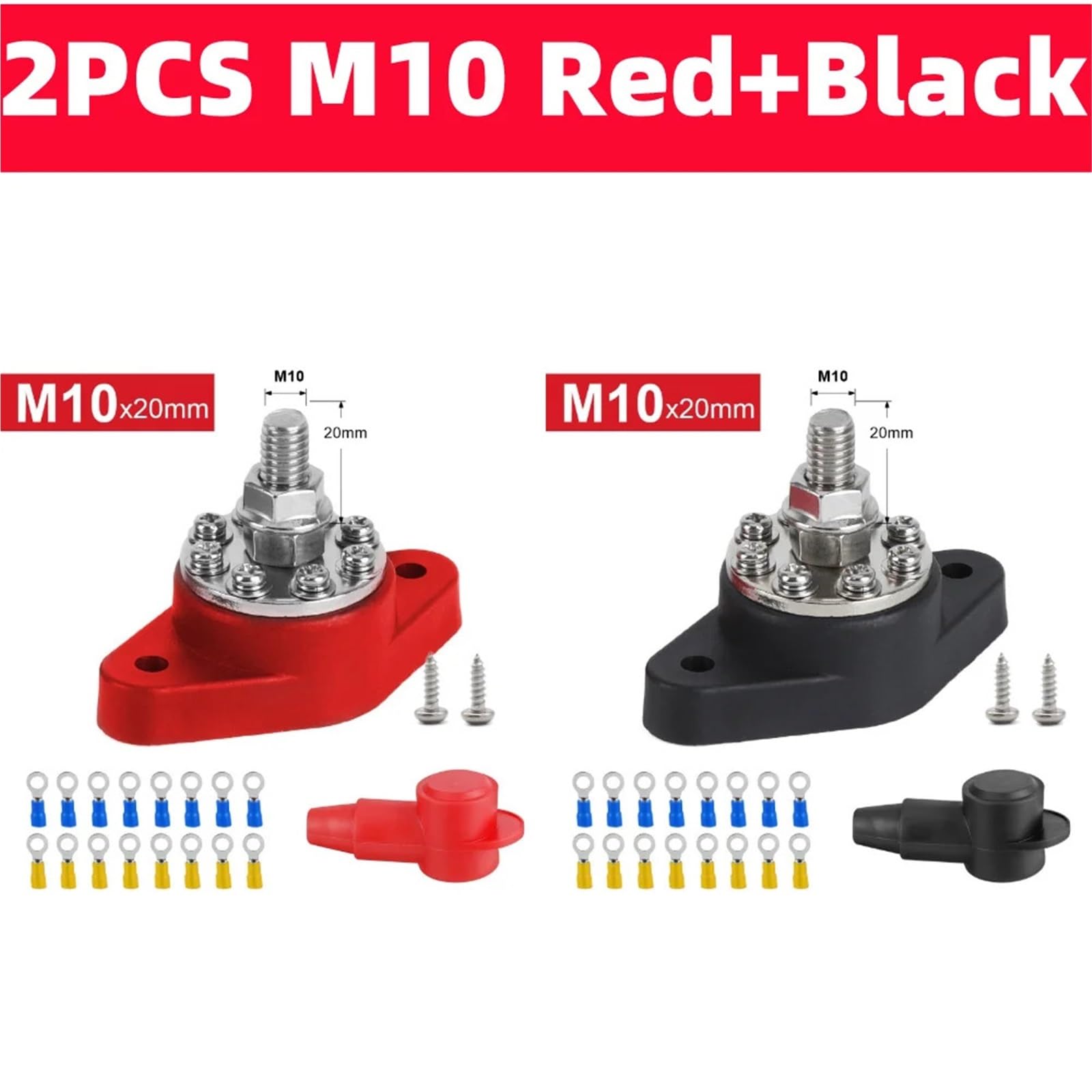 Morsettiera for batteria for carichi pesanti da 12 V con perno di distribuzione M10 M8 M6(M10 Red Black)