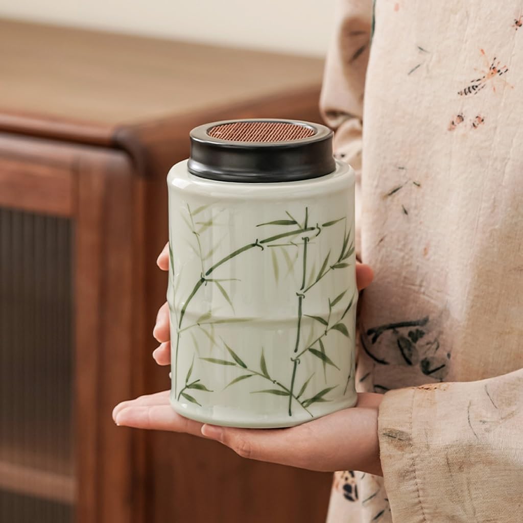Juego De Té Latas de té pintadas a Mano, latas de cerámica Resistentes a la Humedad for el hogar, latas de té Chinas Selladas, latas for almacenar té Tarro para Guardar Té
