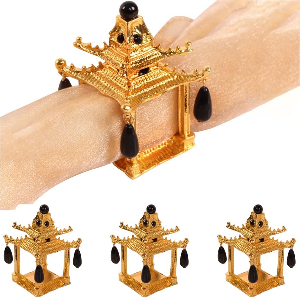 Amazon.com: ZYCSKTL Serviette Rings 1-6 Pcs, Chinese Classical Pagoda ...