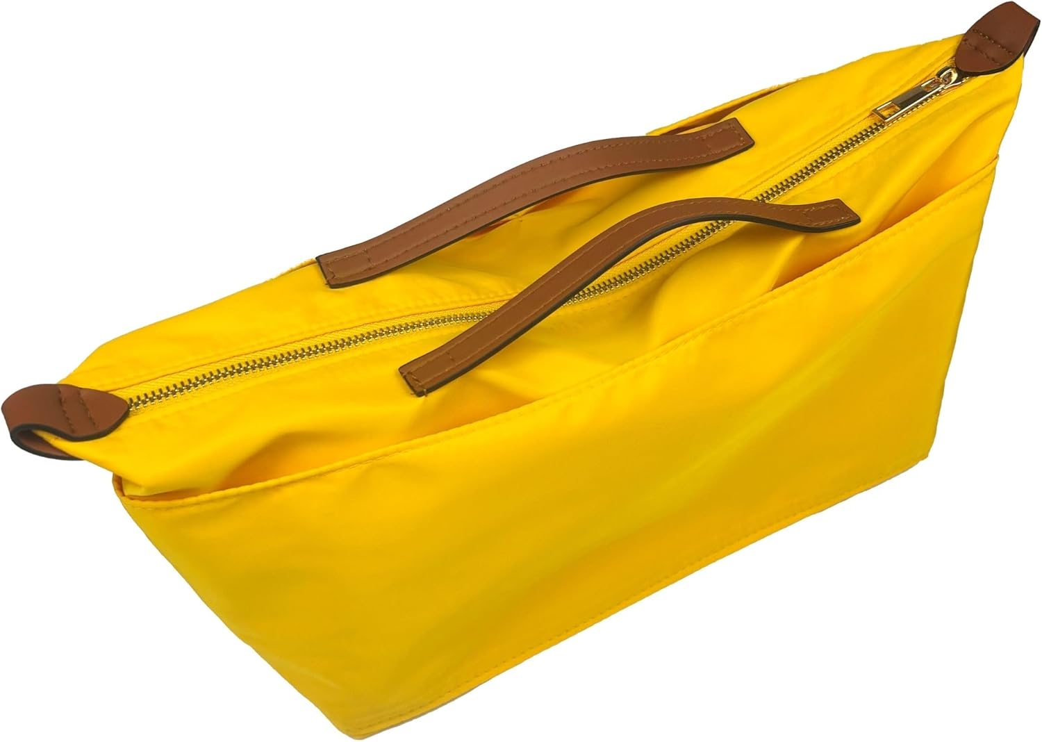 Organizer for Neverfull (GM, Tan), PM/MM/GM/BB Bag Insert, Waterproof Nylon, Top Zip Cover, Water Bottle Holder