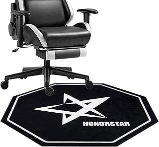 Honorstar Office Chair Mat for Carpet and Hardwood Floor Gaming Chair Mat Octagon 100 x 100cm Carpet Protector Chair Mat for Office Chair Floor Mat Anti Slip for Home Office Gaming Room Black-D