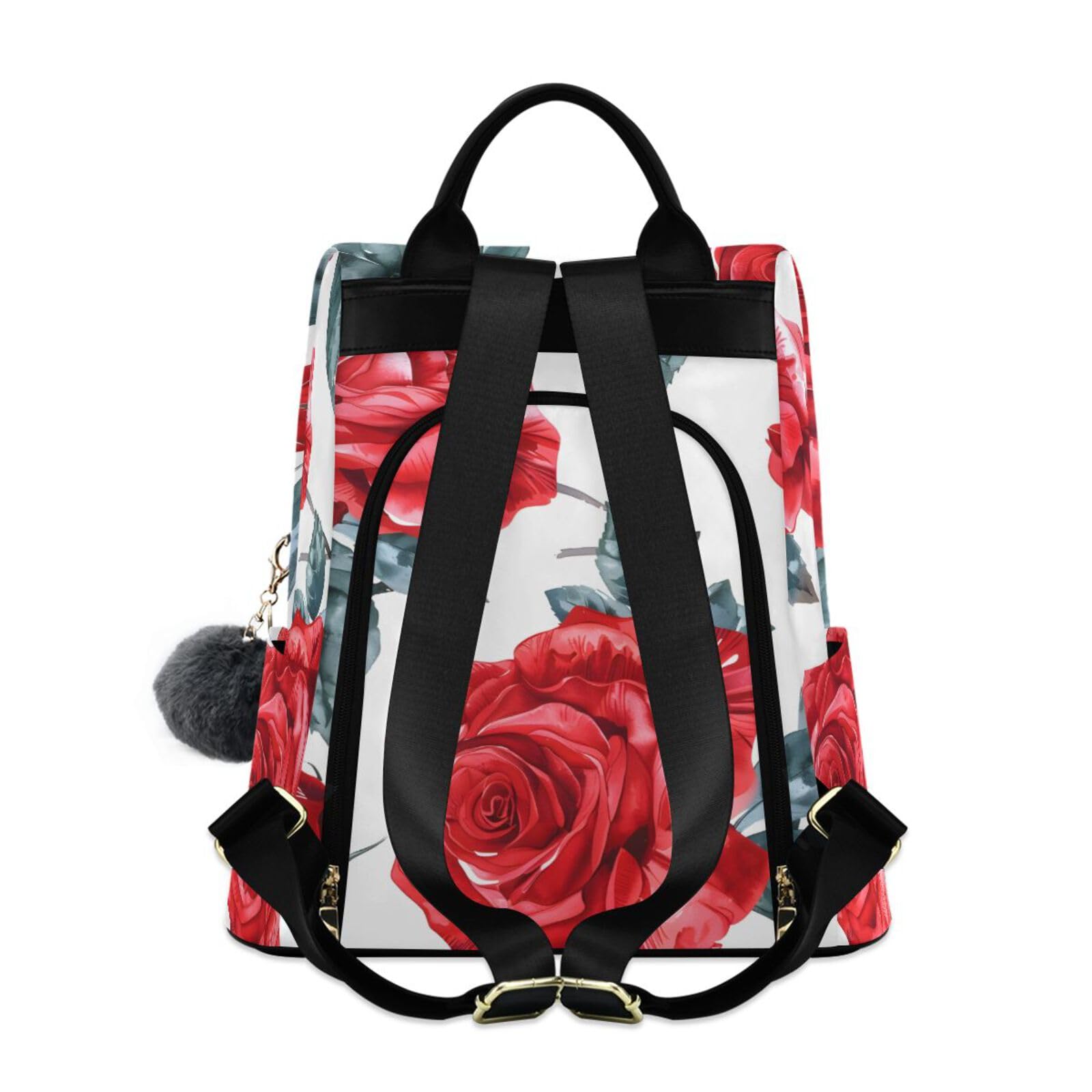 Valentines Red Roses Backpack for Women Anti Theft Large Fashion Travel Shoulder Bag Purse Rucksack Lightweight
