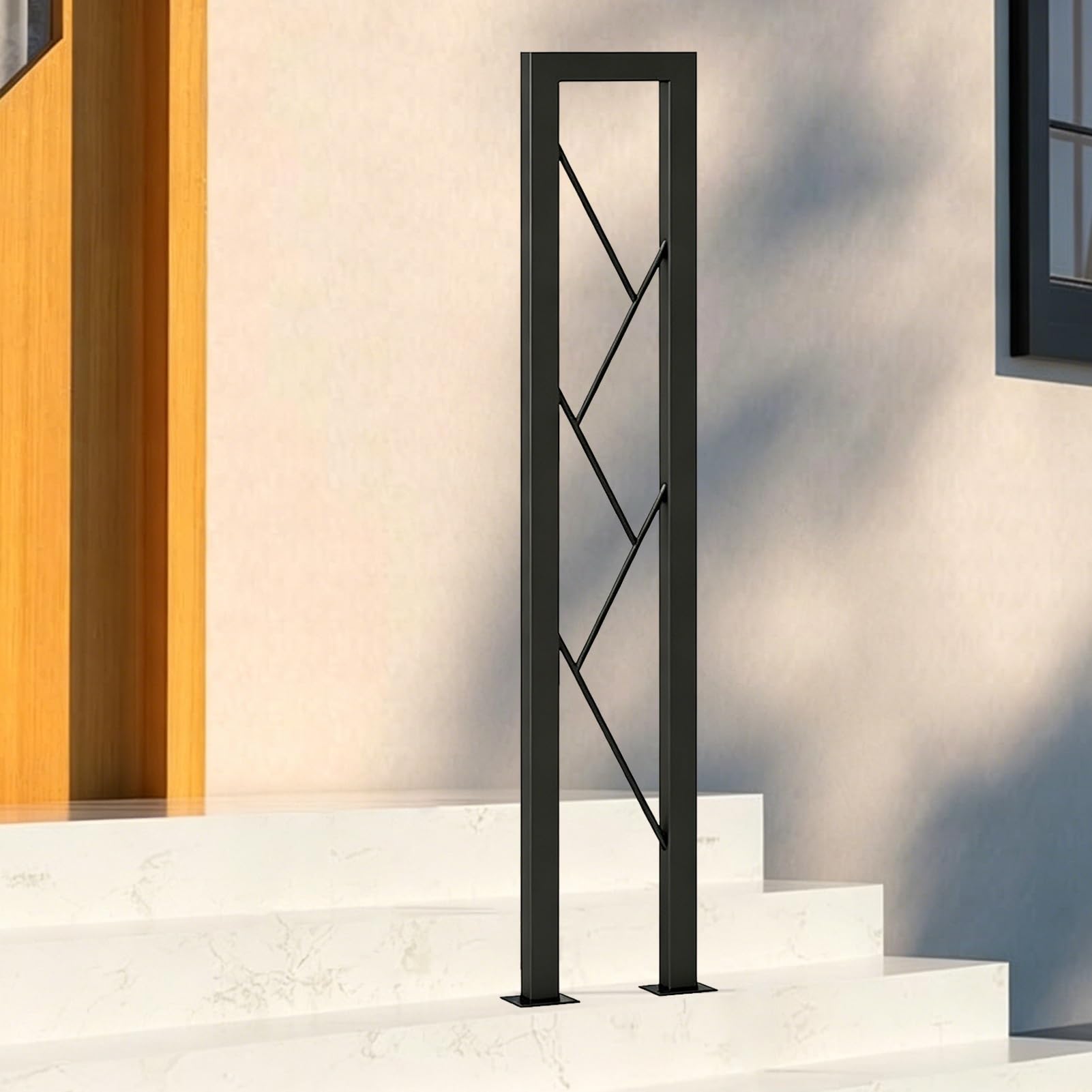 Modern Wrought Iron Handrail, Black Banister Handrail for Stairs Indoor and Outdoor, Anti-Slip Support Rod for Villa Loft Corridor Porch(90cm/35in)