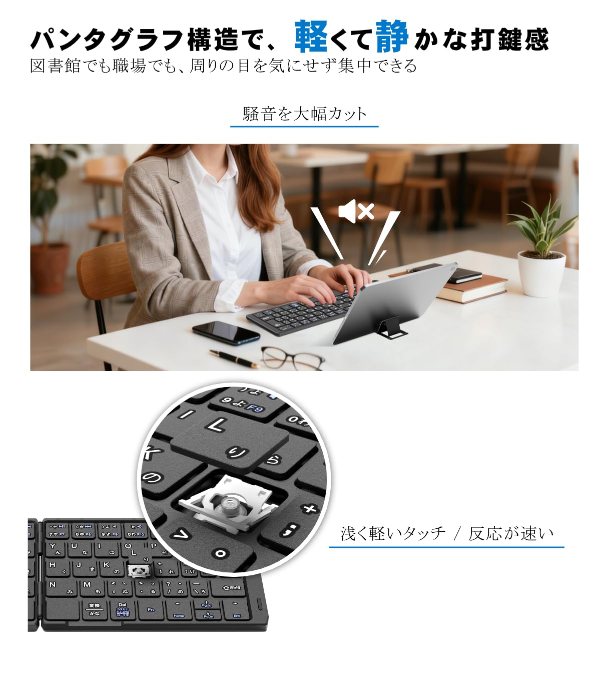 Amazon.co.jp: Ewin 折りたたみ Bluetooth キーボード 軽量 薄型