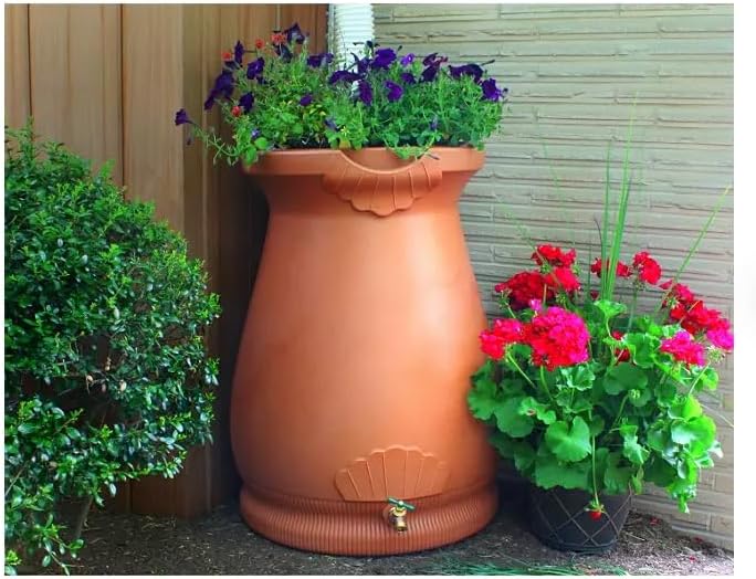 Rain Wizard Decorative Urn Rain Barrel, Durable polyethylene Resi...