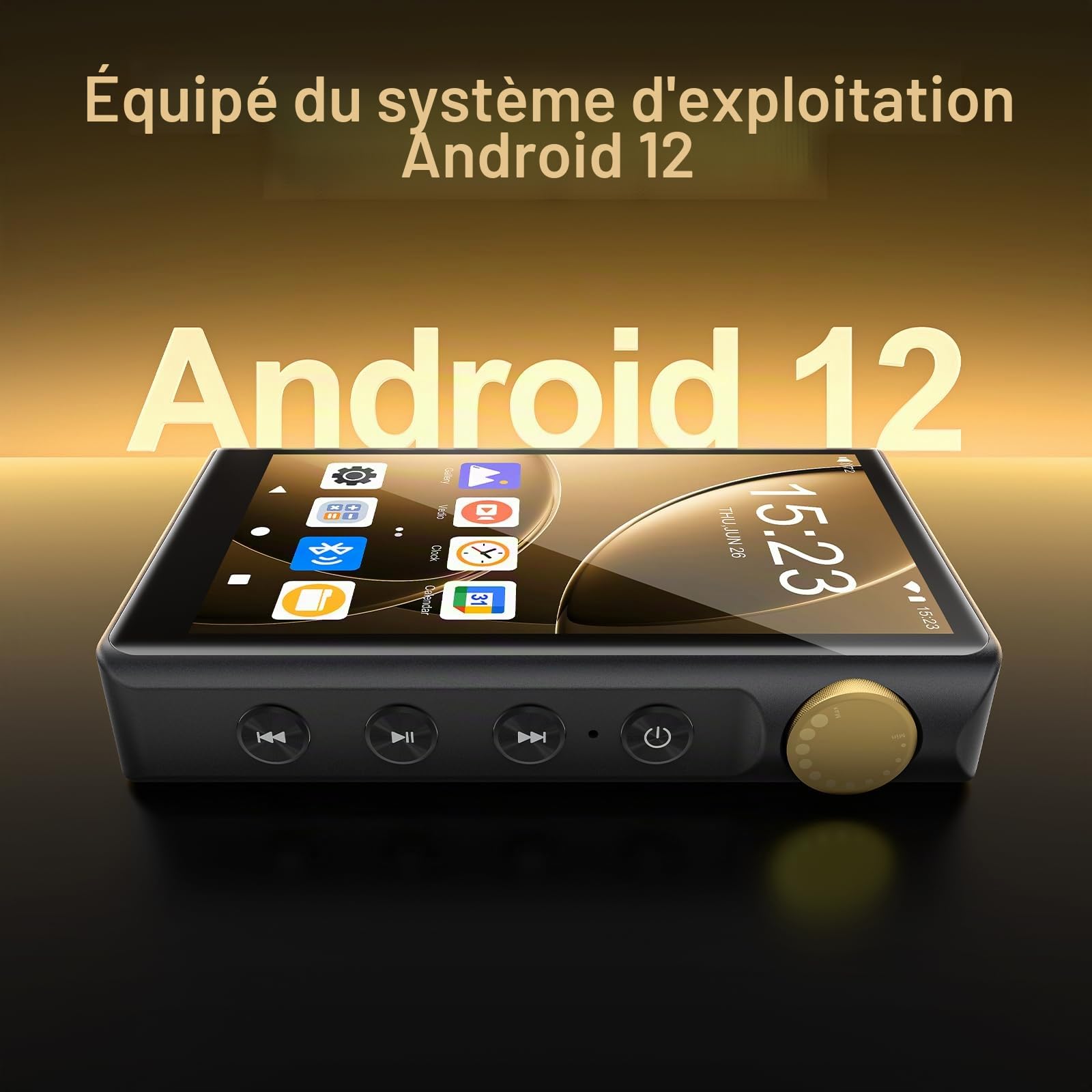 Lecteur MP3 HiFi avec Bluetooth et WiFi, Lecteur de Musique Haute résolution ZAQE Android 12, DAC DSD sans Perte Flac, Équipé d'une Carte mémoire de 64 Go, Prend en Charge jusqu'à 512 Go