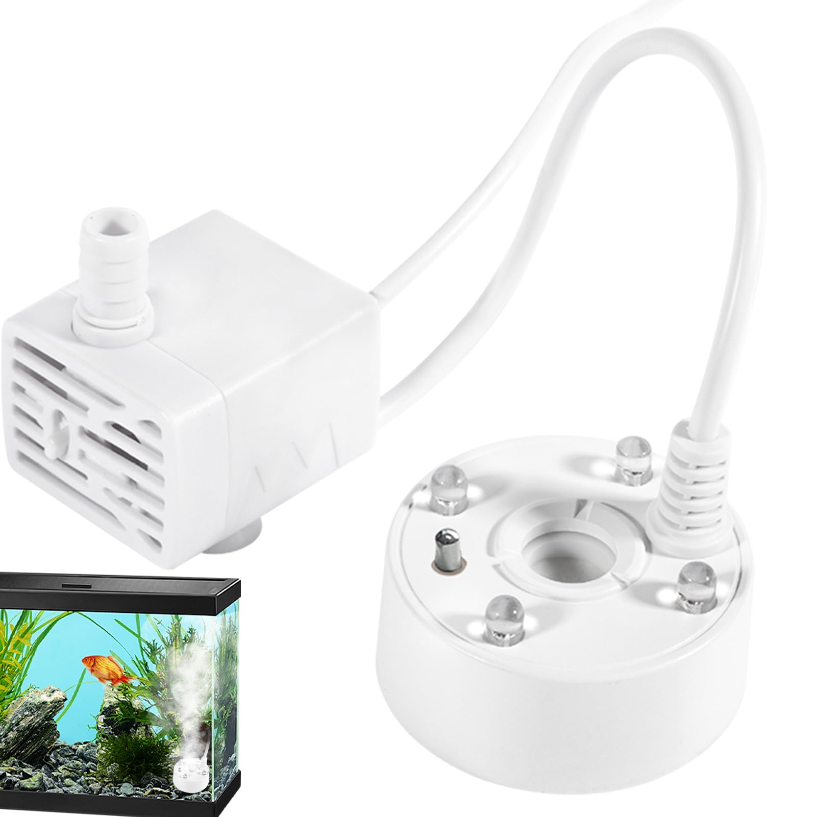 Water Fog Mist Maker, Water Atomizer Fog - LB Mister Atomizer Fog Mist Fog - Ultrasonic Sprayer with LED Light, Pond Sprayer Fog Mist Machine for Fountain Aquarium