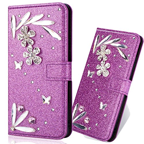 Bling Leather Wallet Compatible with Samsung A10e,Glitter Brilliant Stunning Amazing Diamond Sparkle Book Purse Stand Function Magnetic Flip Kickstand with Card Slot Holder Protective