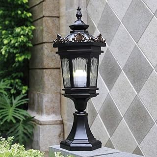 MFLASMF Lampada da Tavolo per Esterni Moderna in Vetro Europeo Lampada a Colonna Lampada da Colonna Impermeabile in Alluminio Antico Tradizione Classica contemporanea Lampione Stradale per