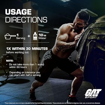 GAT SPORT NITRAFLEX Burn, Pre-Workout, Blue Raspberry, 30 Servings