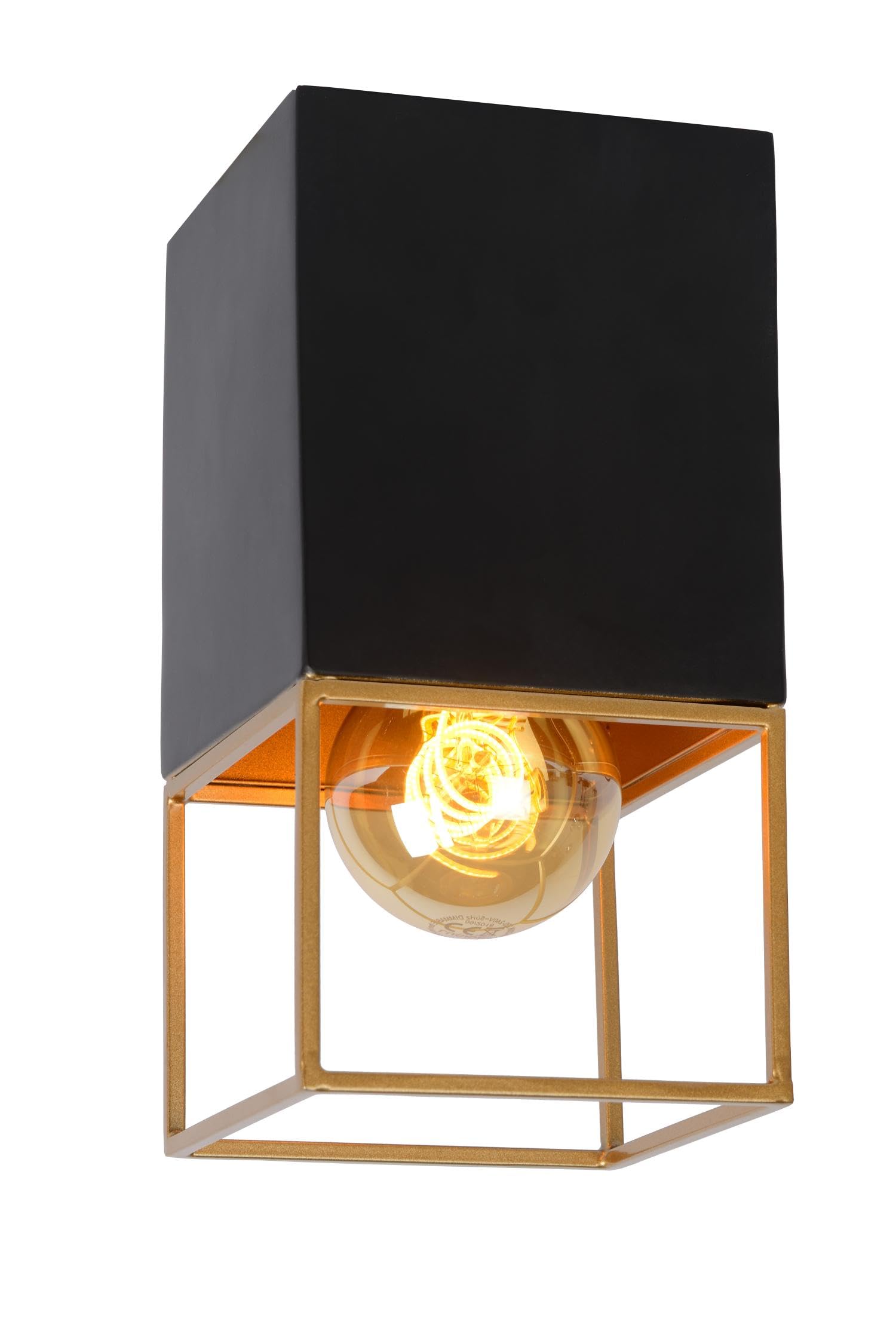 Lucide Flush Ceiling Light, Metal, E27, 40 W, Black, Gold