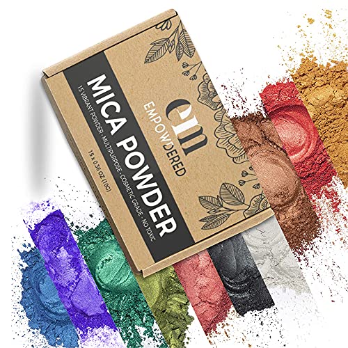 EMPOWDERED Mica Powder Epoxy Resin Dye - Cosmetic Grade Soap Colorant - Lip Gloss - Candle Dye - Slime Colorant - Soap Making Supplies - Bath Bomb Dyes - Nail Art - 15 Colors Pigment Powder Set