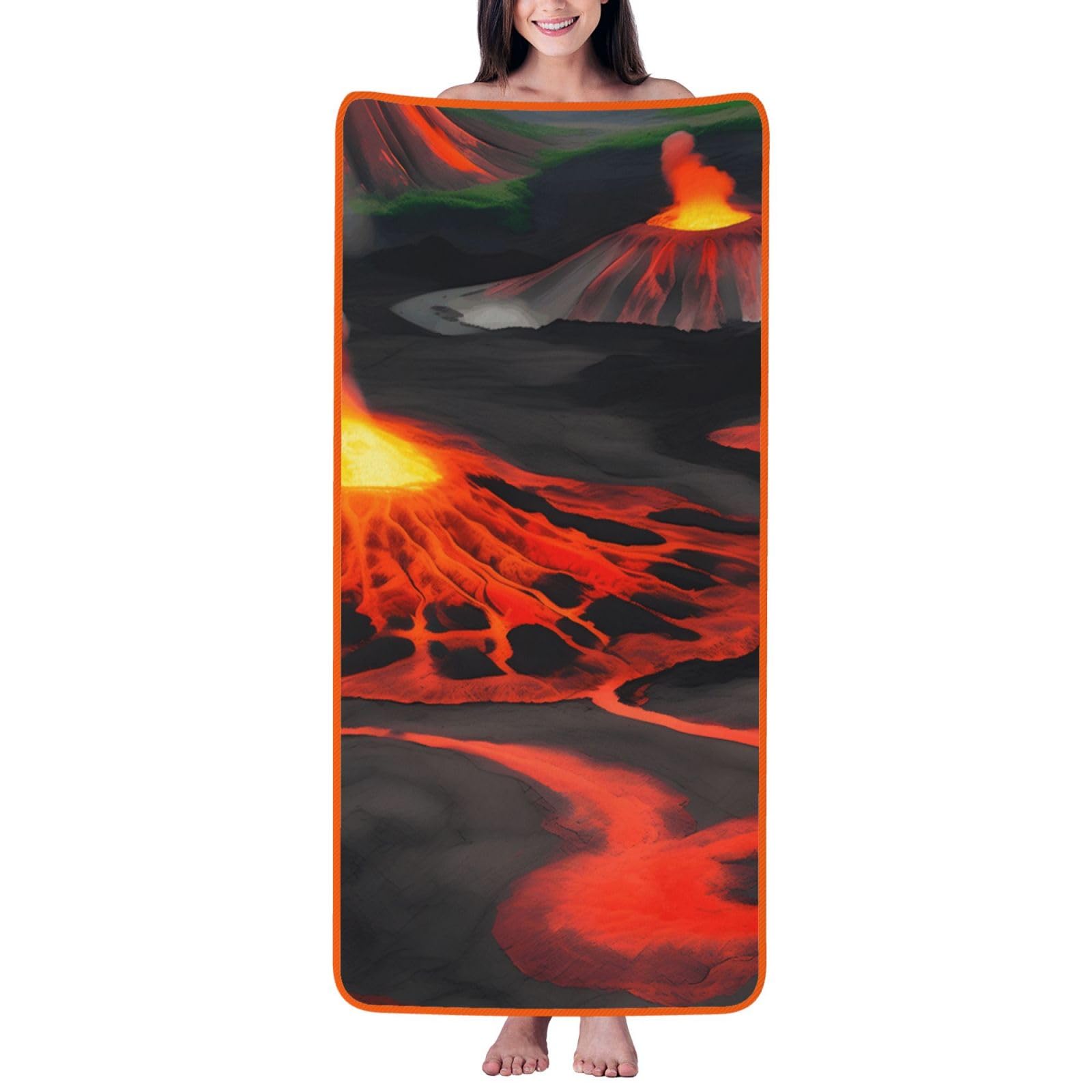 KPXXAQT Kilauea Volcanos Print Coral Velvet Bath Towel Soft Absorbent Towels Home Vacation Or Summer Gifting