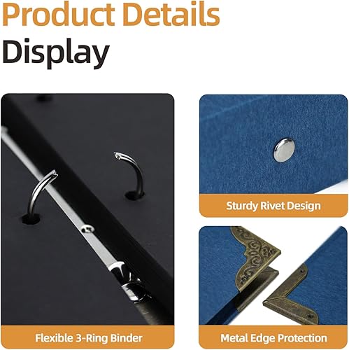 Miniatura 6 de Vienrose Kit de álbum de fotos para álbumes de recortes de bricolaje con bolígrafos, cintas y calcomanías, 60 páginas, tapa dura, 12 x 12 pulgadas,