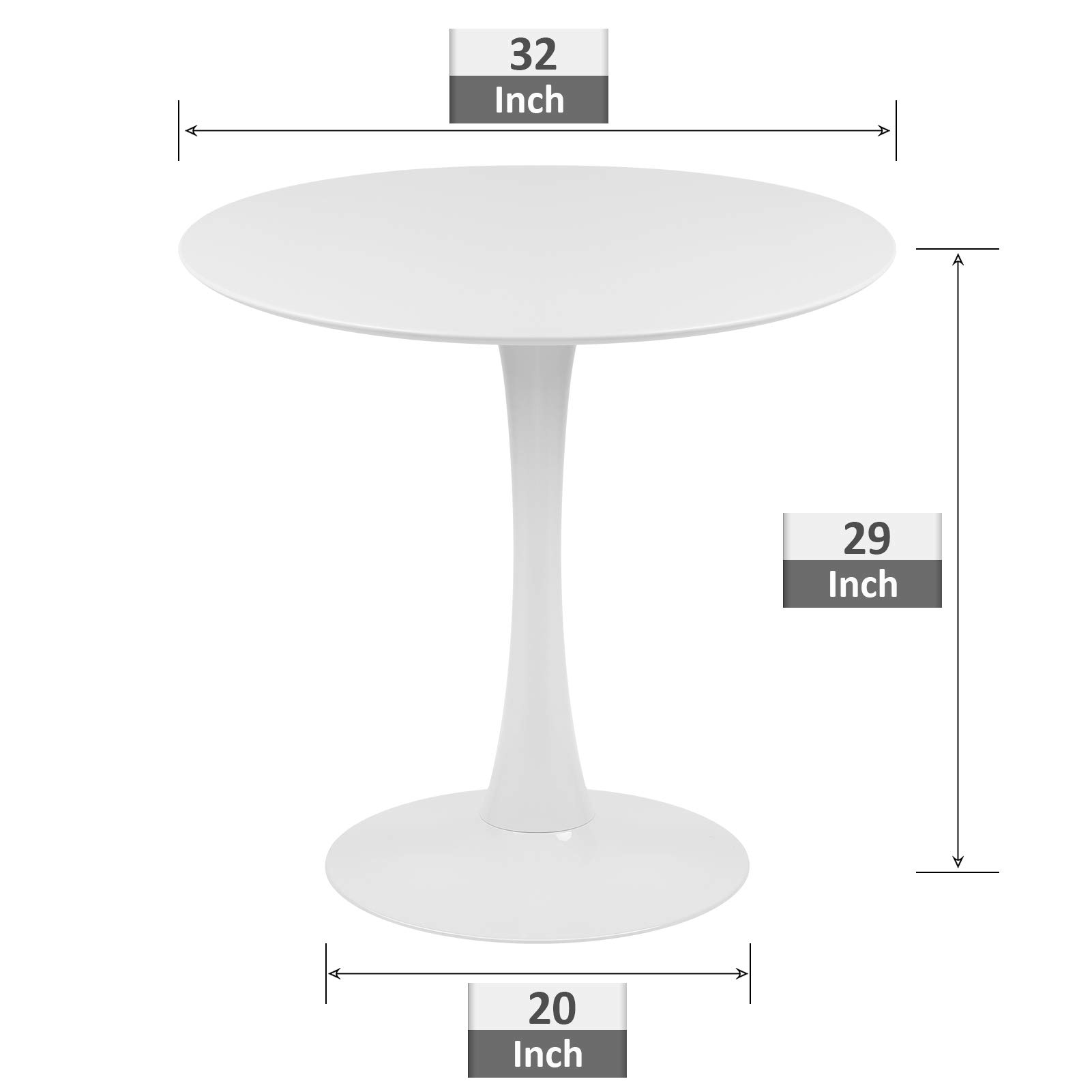 Forsho Tulip Table 32" Round Dining Table Set for 4, Mid Century Modern