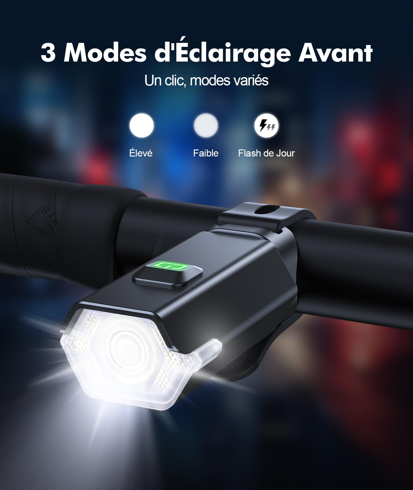 CIRYCASE Lumiere Velo avec Feu d'Avertissement Latéral, 3+6 Modes Eclairage Velo Avant et Arriere Rechargeable pour Cyclisme de Nuit, Étanche IP65, Lampe Feux Arrière Phare Avant Velo Super Lumineux