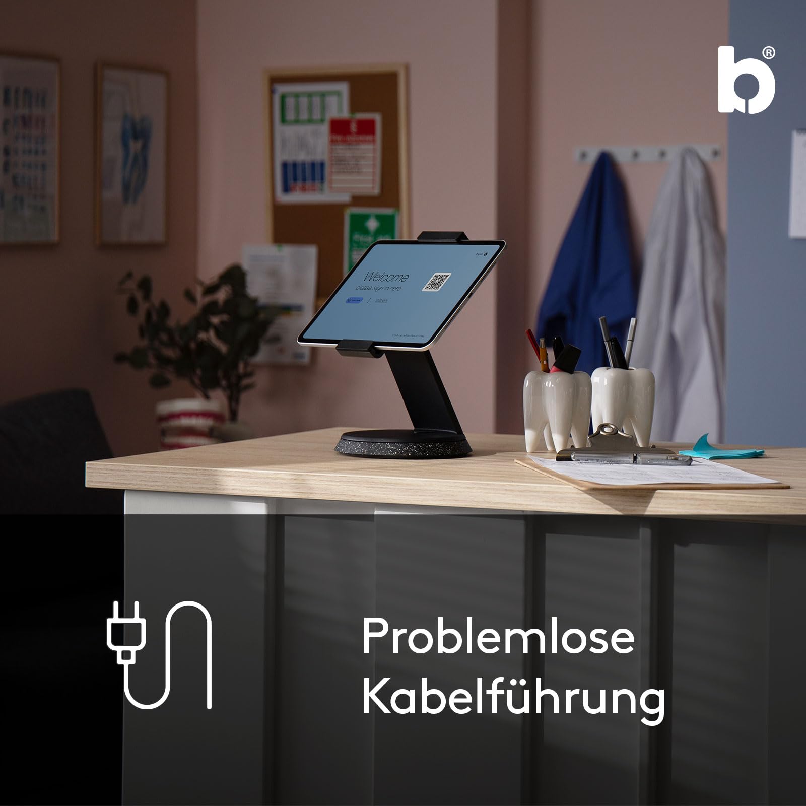 BOUNCEPAD Eddy Tablet Ständer & iPad Halterung – sichere POS-Halterung für 7"-13" Tablets | robuste Tischhalterung aus Druckguss-Aluminium| abschließbar | schwarz