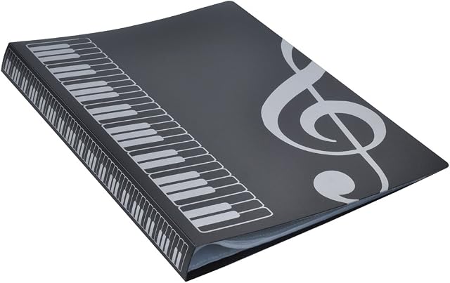 Folder do przechowywania nut muzycznych - Format A4-40 kieszeni G Clef-Black