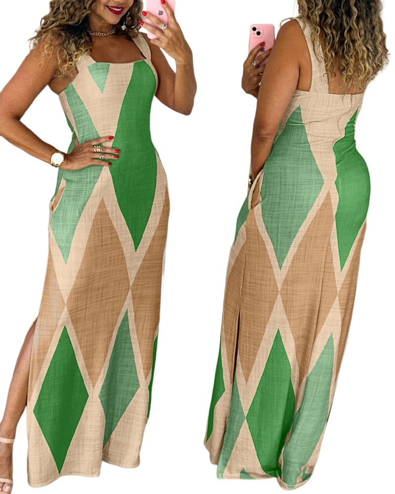 Maxi Dresses for Women Strap Square Boho Dress