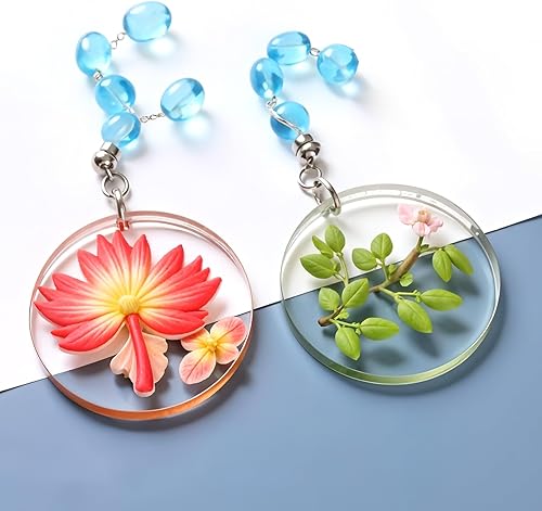 Miniatura 3 de 16Cavity - Molde de silicona de círculo plano brillante de 2 pulgadas con agujero, moldes de círculo de resina, colgante/aretes, molde de llavero