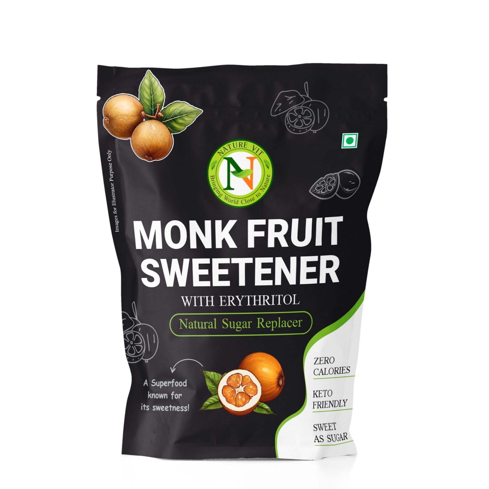 NatureVit Monk Fruit Sweetener Powder, 1 kg | Zero Calorie 1:1 Sugar Substitute with Erythritol | Natural Sweetener I MonkFruit Sugar Extract For Cooking & Baking-image-45