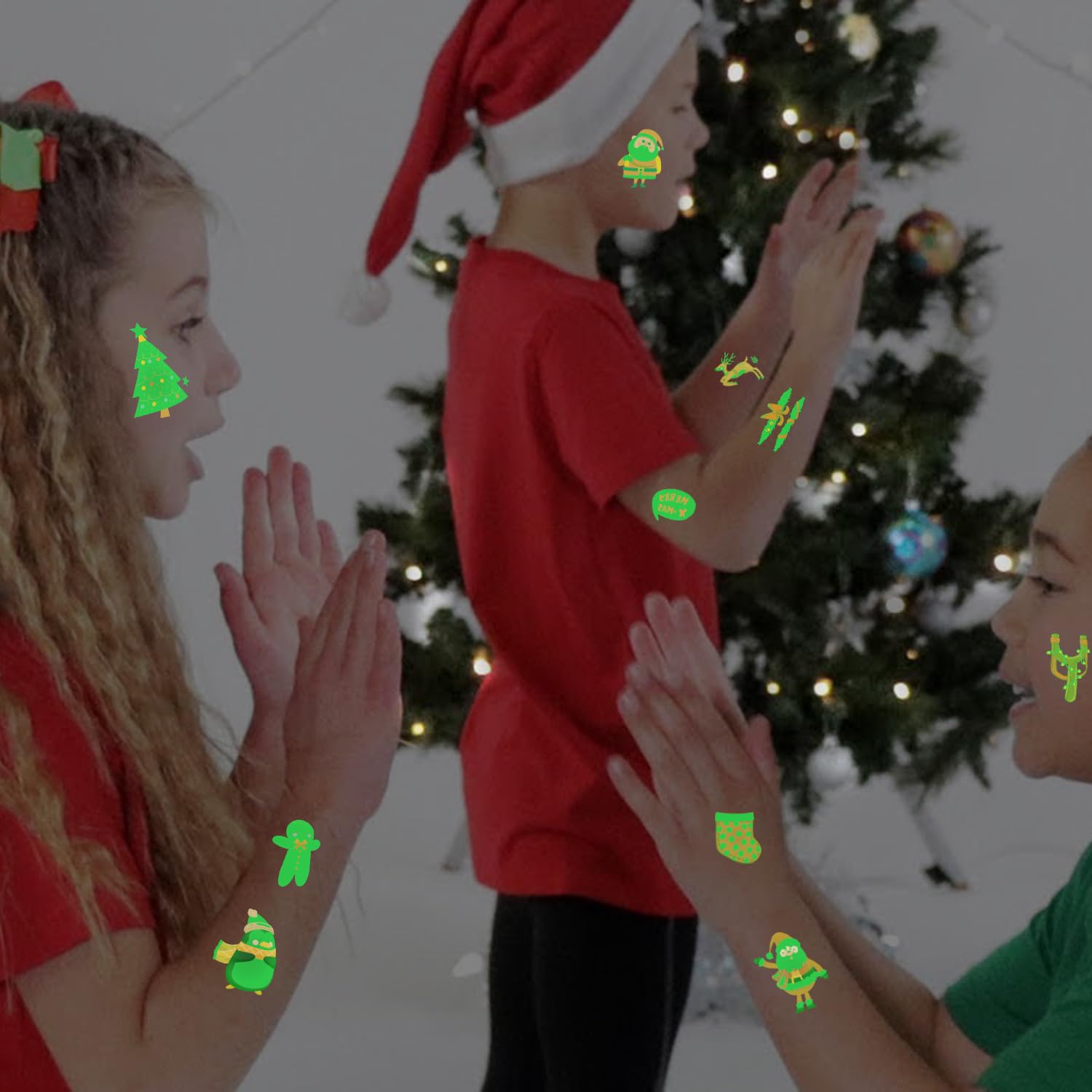 Tatuajes Temporales Luminosos De Navidad – 16 Hojas Con Motivos Festivos – Brillan En La Oscuridad – Decoración Y Regalo Para Niños