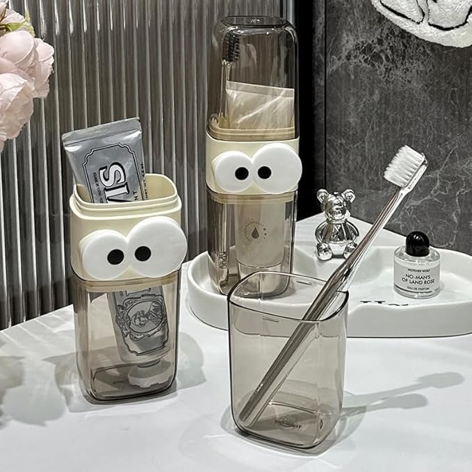 Image of Portable Transparent Toothbrush Travel Case - Anti-Bacterial Toothbrush Cover, Portable Holder for Home & Travel (1, Emoji)