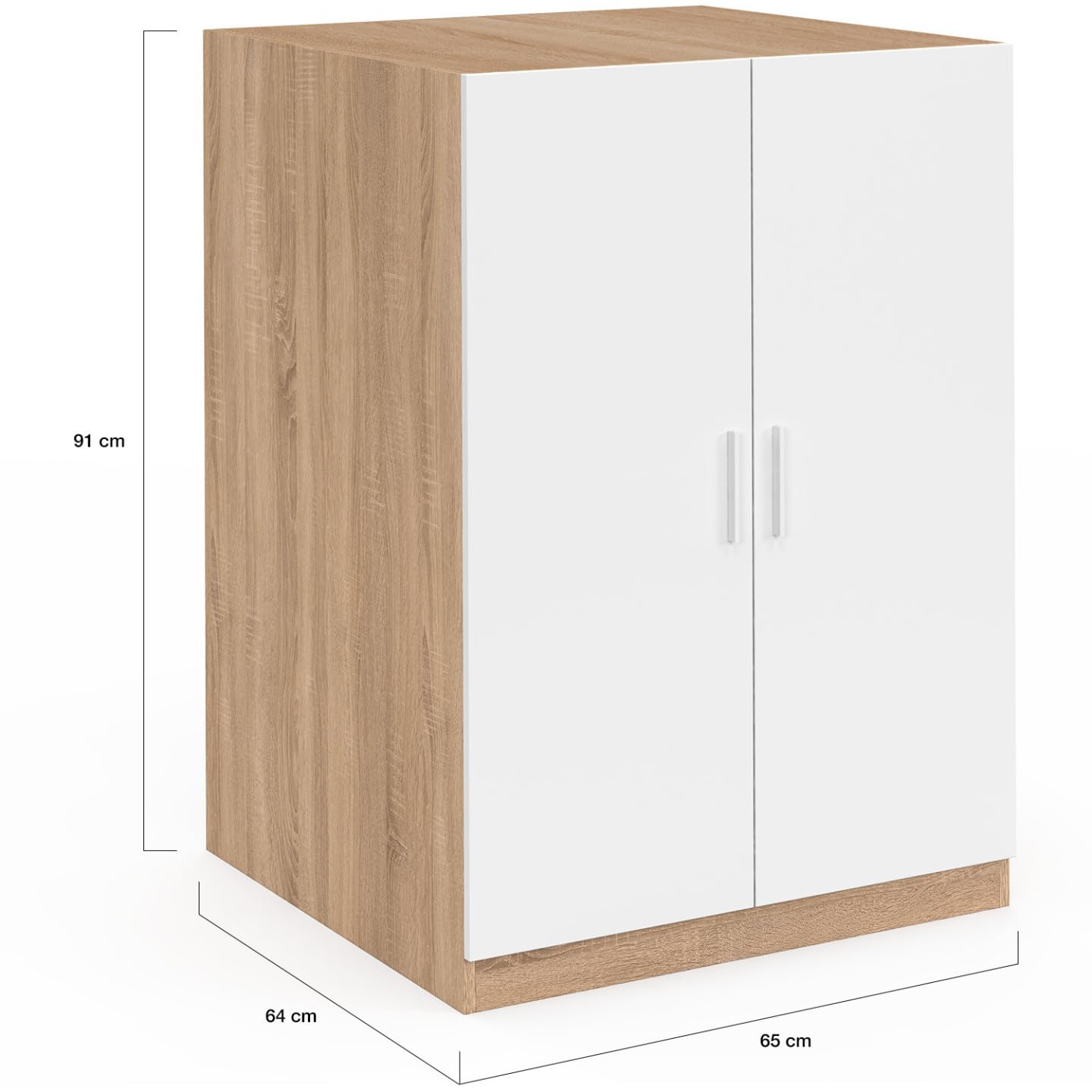 IDMarket – Mueble para lavadora con puertas Wallis blanco y madera efecto haya