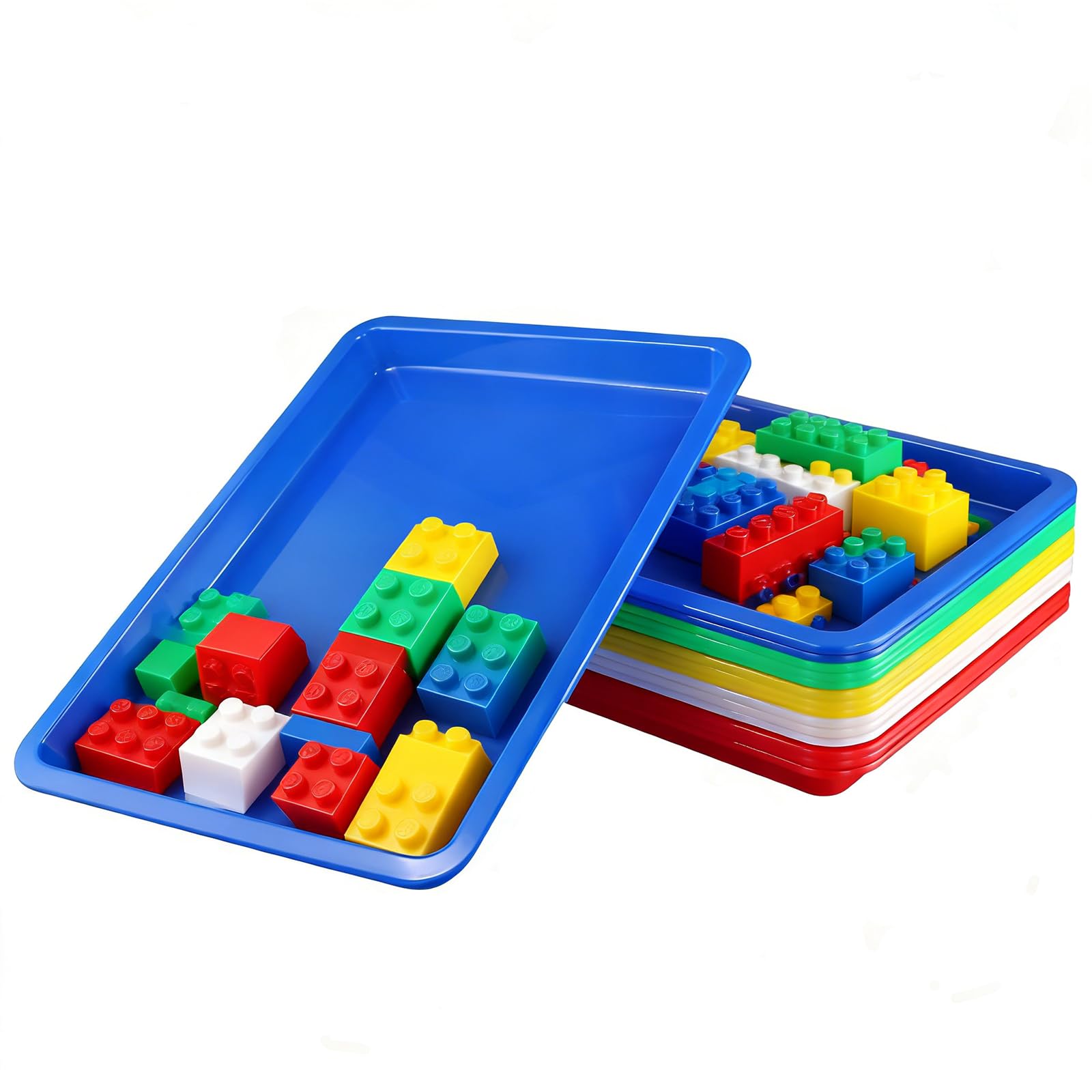HONYUET 15 PCS 5 Colors Large Plastic Art Activity Trays, 34 x 25 x 2.6cm Multicolor Craft Tray for DIY Beads