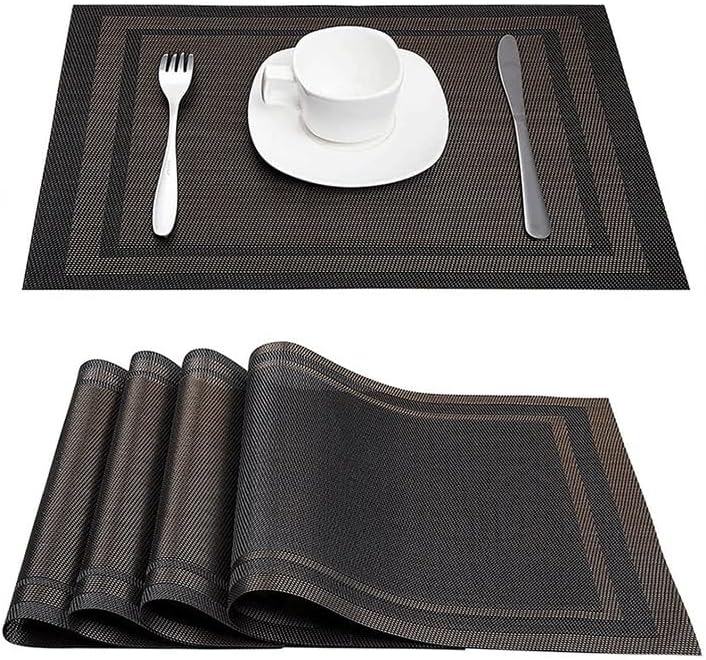 Weave Placemats Vinyl Woven Table Insulation MatsThick Striped for Kitchen Dining Room