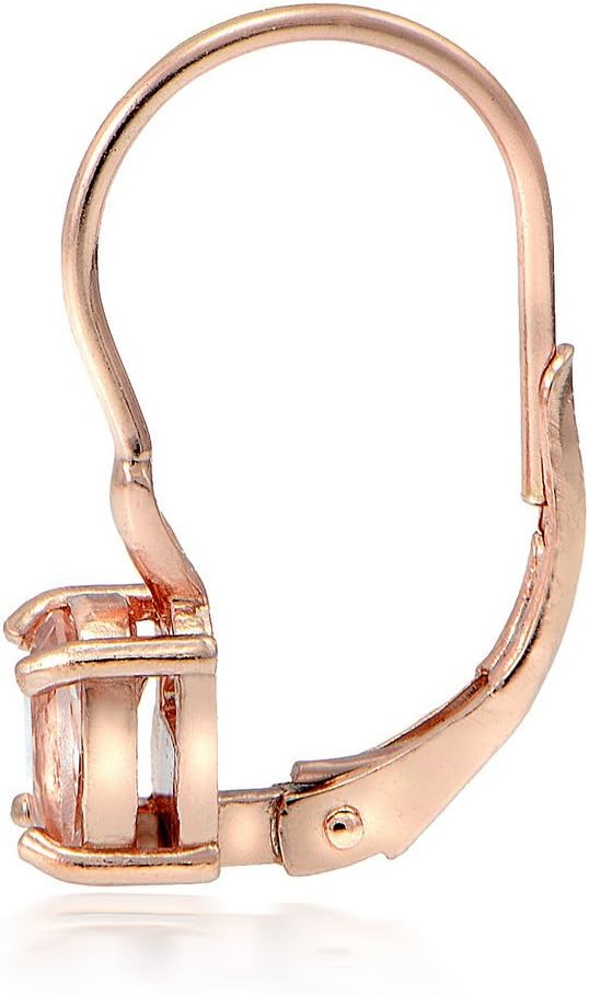 18K Flash Rose Gold Over Sterling Silver Morganite Oval Leverback Earrings