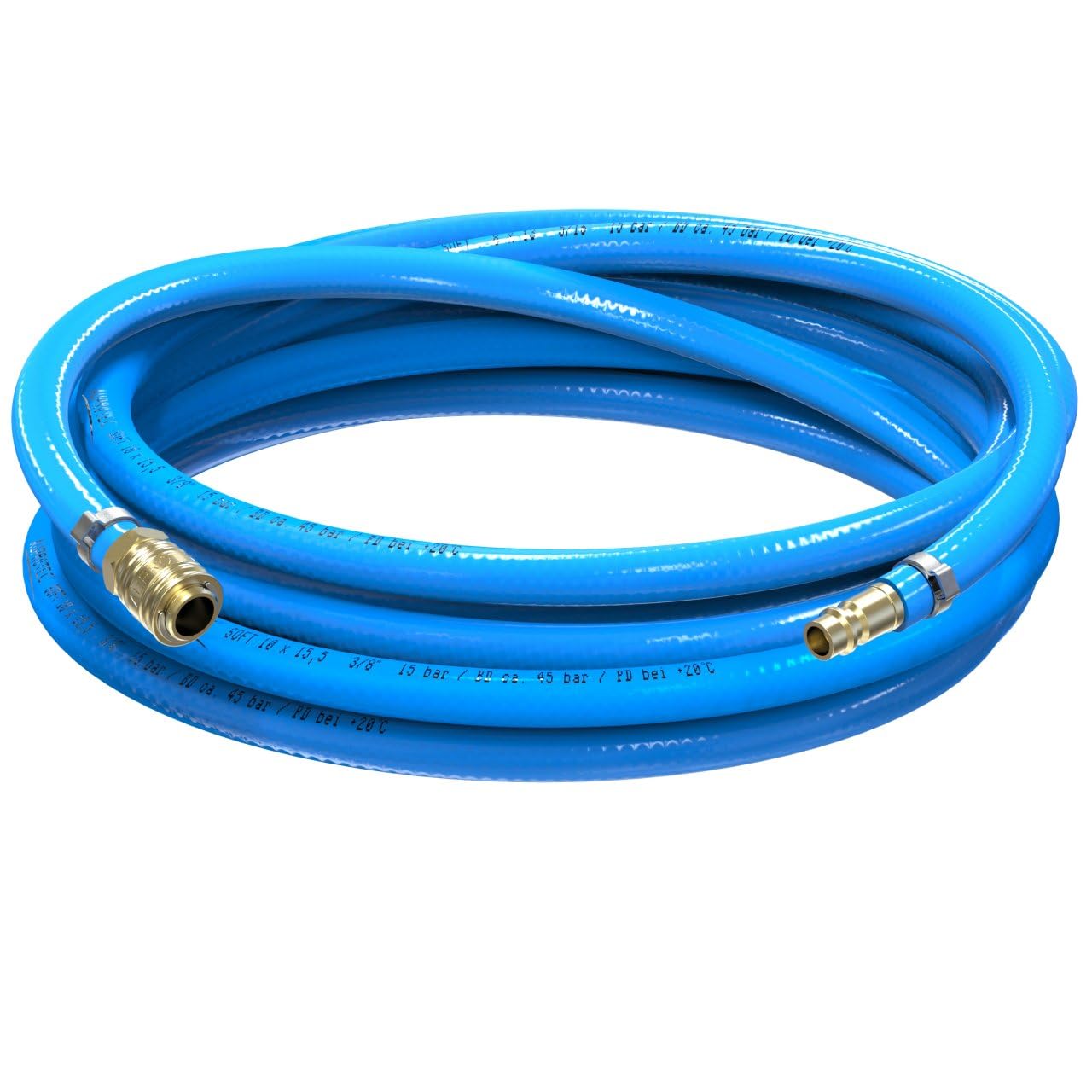 AUPROTEC Druckluftschlauch Set 10mm Ø Innen 5m PVC-Schlauch I Mit Messing Schnellkupplung für Druckluft-Kompressor I AUPROTEC Kompressorschlauch hochflexibel