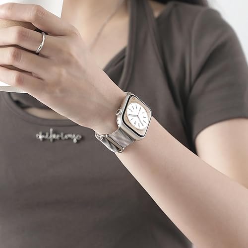 Miniatura 3 de Paquete de 2 correas milanesas para Apple Watch Band de 1.929 in 1.614 in 1.772 in 1.575 in 1.732 in 1.654 in 1.496 in correa de bucle de malla