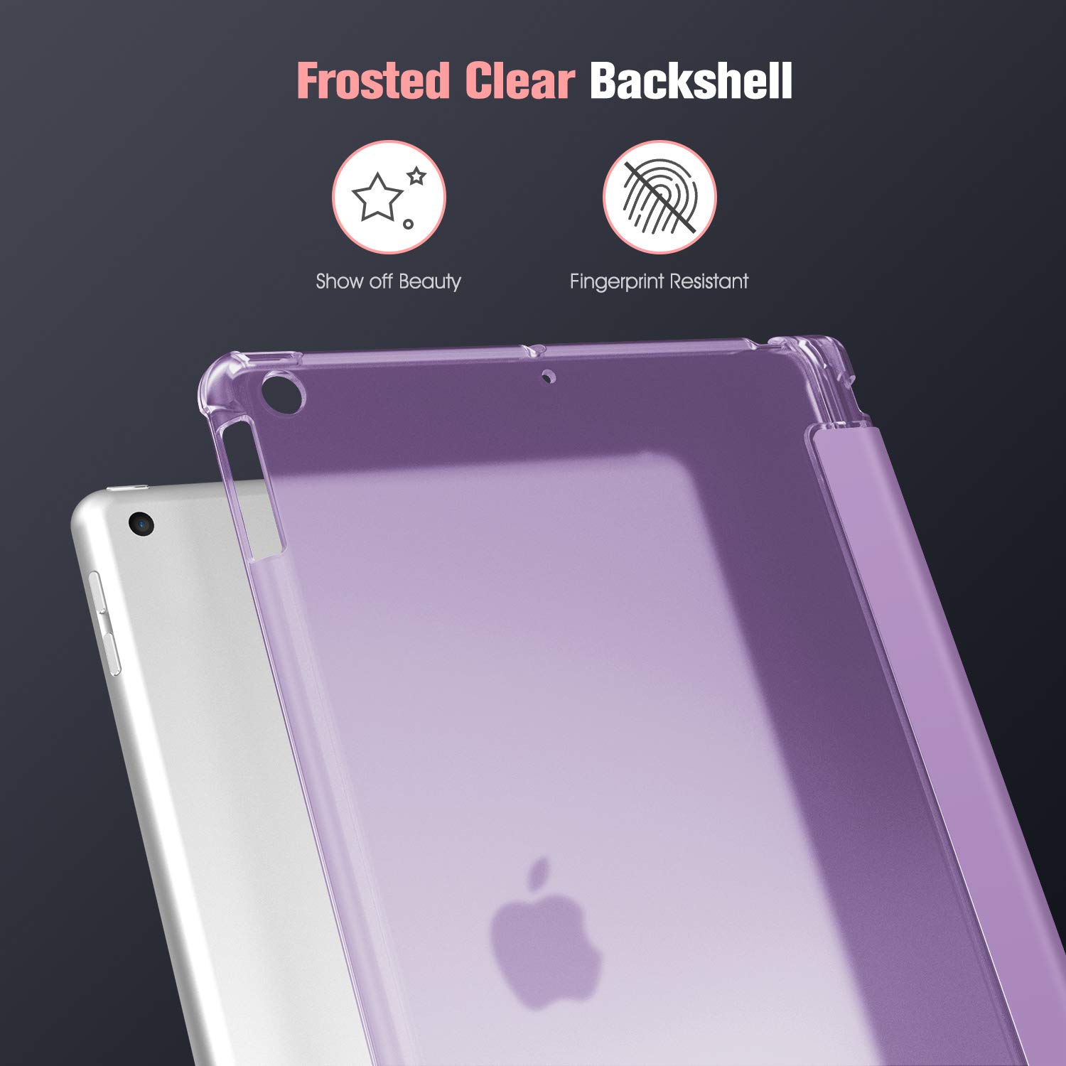 FINTIE Custodia per iPad 10.2 Pollici 9a / 8a / 7a Generazione (2021 2020 2019) con Built-in Pencil Holder - Sottile Leggero Semi-Trasparente Cover Case con Auto Sveglia/Sonno, Lavanda