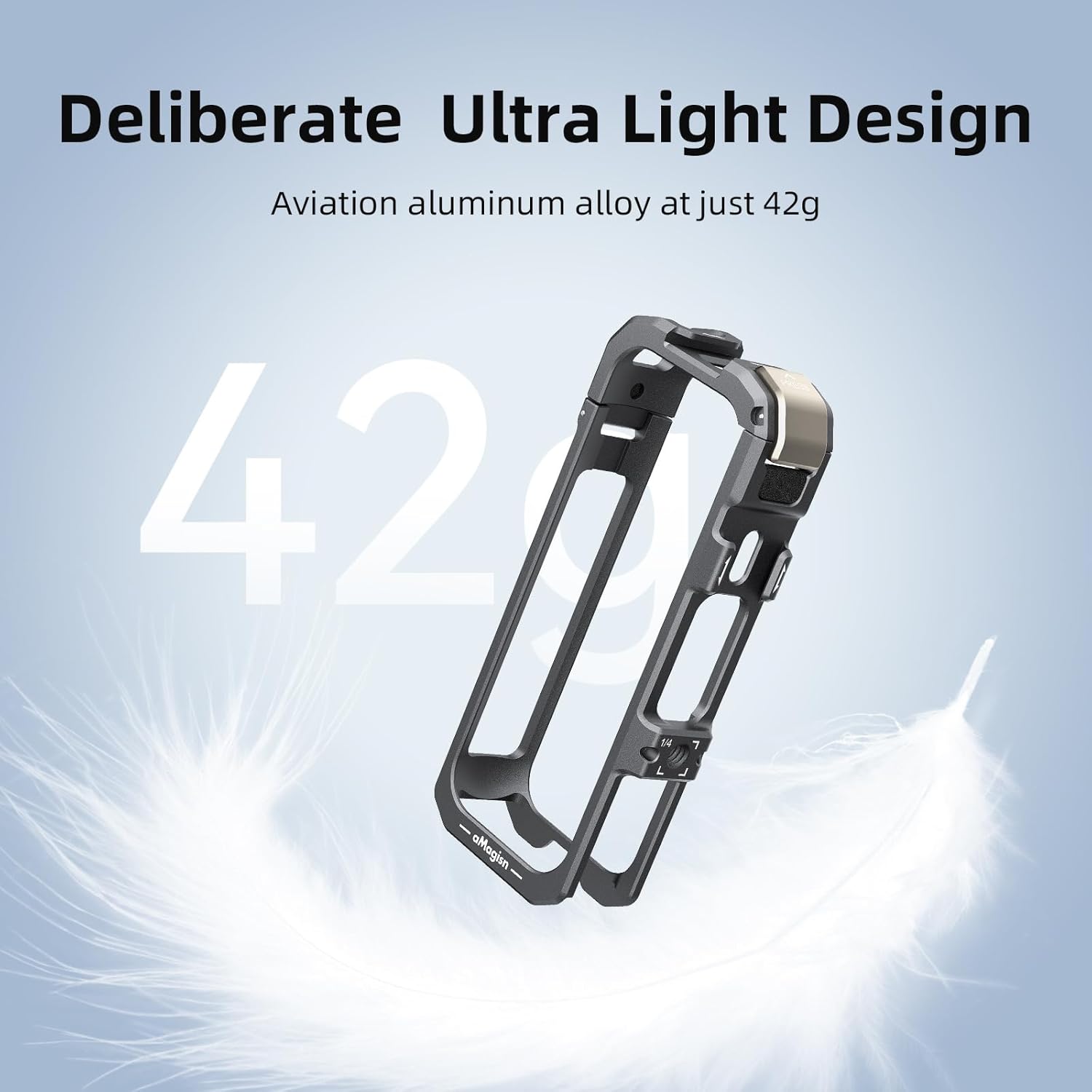 Cage for Insta360 X4 Air Accessories, Aluminum Alloy Protective Case for Insta 360 X4 Air with Quick Release, Built-in Mic Wind Muff, Dual Cold Shoe & 1/4" Screw Hole, with Silicone Lens Guard Cap